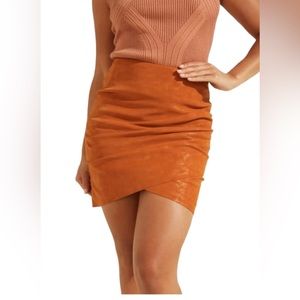 GUESS Rosalba Faux Leather Zip Up Shimmery Orange/Brown Skirt Women’s XS